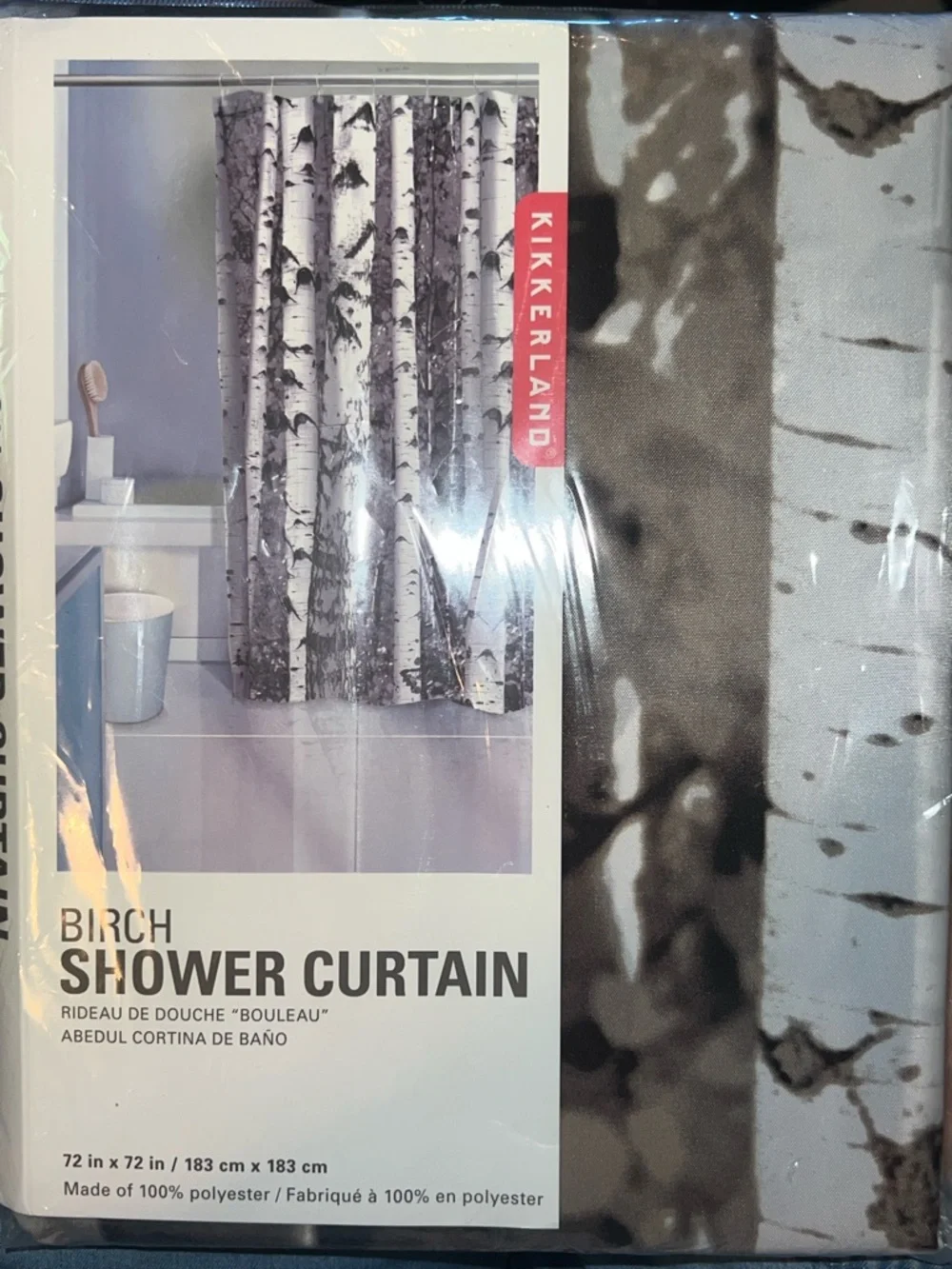 Kikkerland birch shower curtain 72” x 72“-NIB